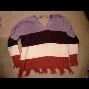 Rue 21 colorblock fringe sweater
